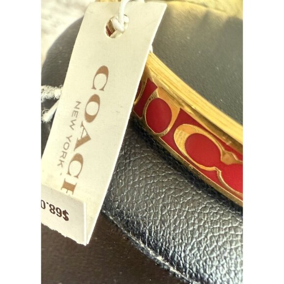 COACH Letter C LOGO Signature Red Enamel Gold Tone Bangle Bracelet Size 7 3/4” - Picture 3 of 7